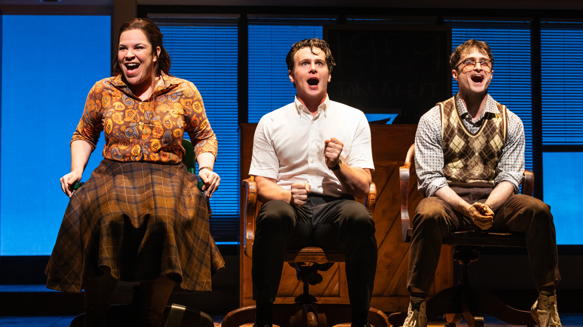 Show Photos - Merrily We Roll Along - 10/23 - Lindsay Mendez - Jonathan Groff - Daniel Radcliffe -  Photo: Matthew Murphy